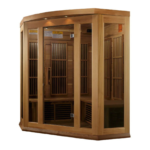 Maxxus 3-Person Corner Near Zero EMF (Under 2MG) FAR Infrared Sauna (Canadian Red Cedar)